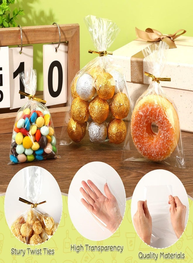 Augshy 300 Pcs Cellophane Treat Bags, 3 Sizes Clear Cellophane Bags with 300 Twist Ties for Gift Wrapping, Christmas Small Candy Bags, Cookies, Party Favors - Image 4